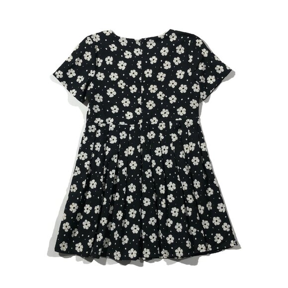 The Red Wizard Womens Sz S Black Short Sleeve Casual Floral Pleated Loose Blouse - Picture 5 of 5